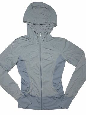 Lululemon Dance Studio Full Zip Hoodie Jacket Size 6 Blue Gray Thumbholes Light